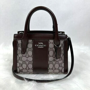 COACH Andrea Carryall Bag Signature Jacquard Canvas CT766 Silver/Oak/Maple NWT